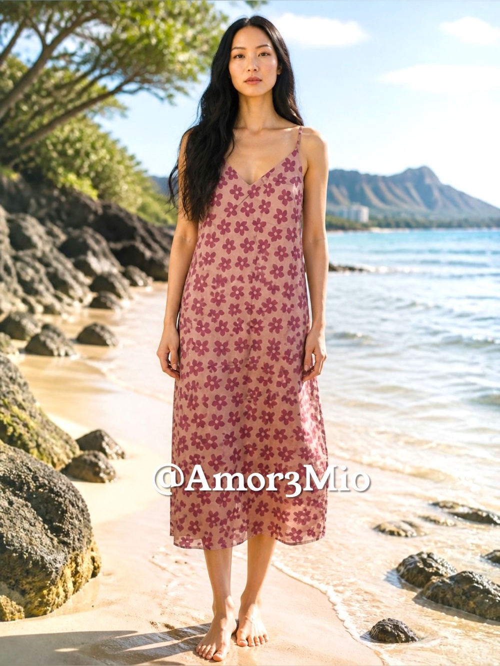 Amor3Mio Pink Floral Slip Dress